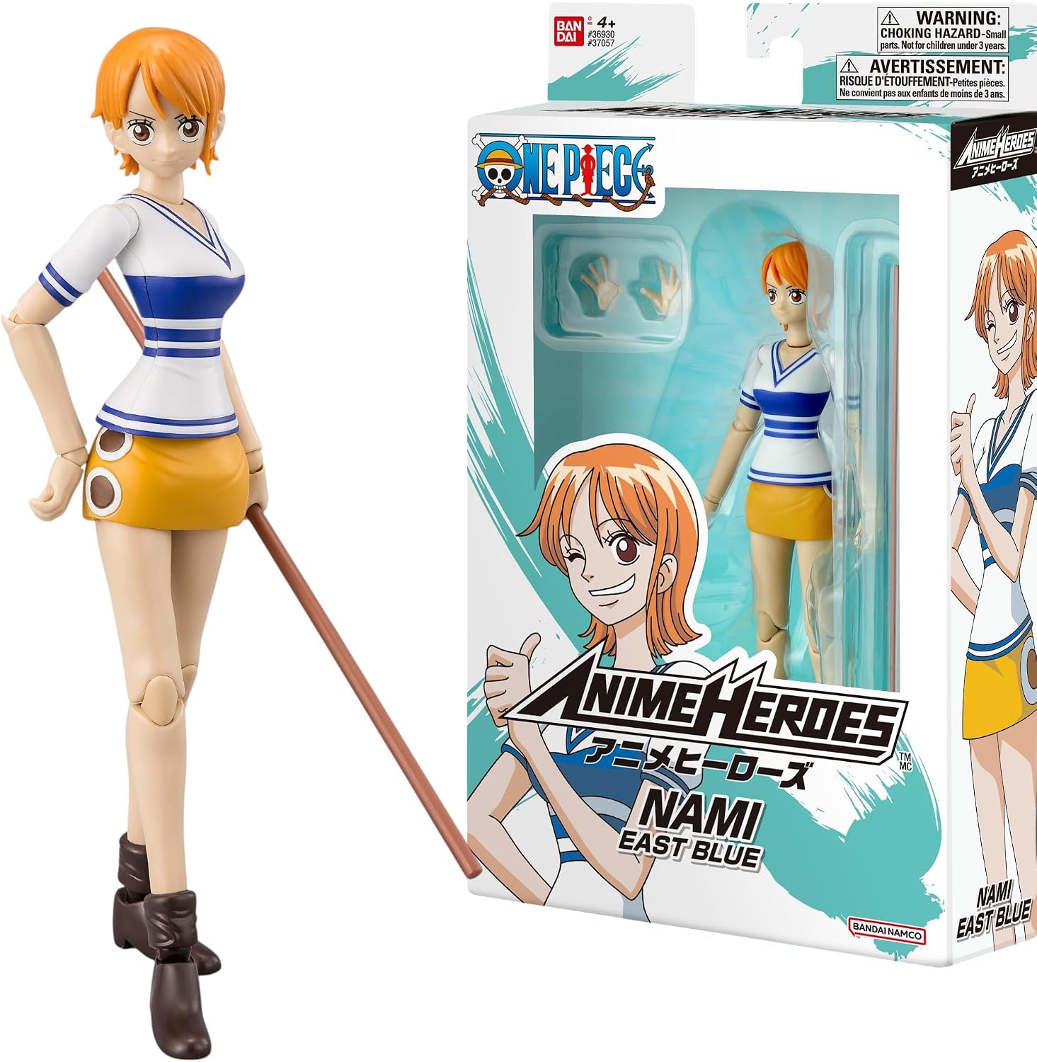 Detalle de Bandai Anime Heroes Nami East Blue-actiefiguur van 17 cm met accessoires