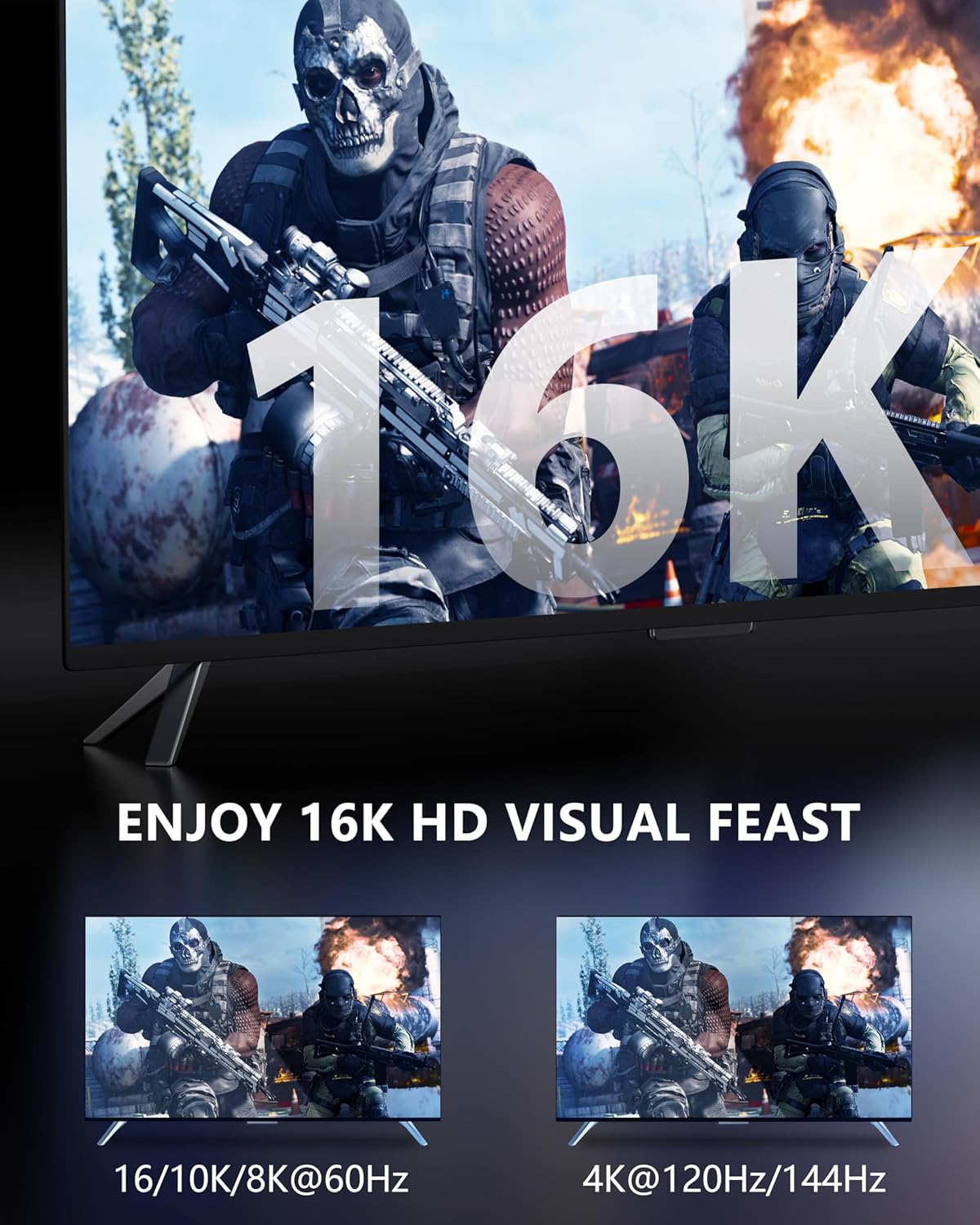 Thumbnail 4 de CONMDEX 16K HDMI 2.2 Cable (3.3ft) — 8K@120Hz, 4K@240Hz, eARC, HDR & VRR Support