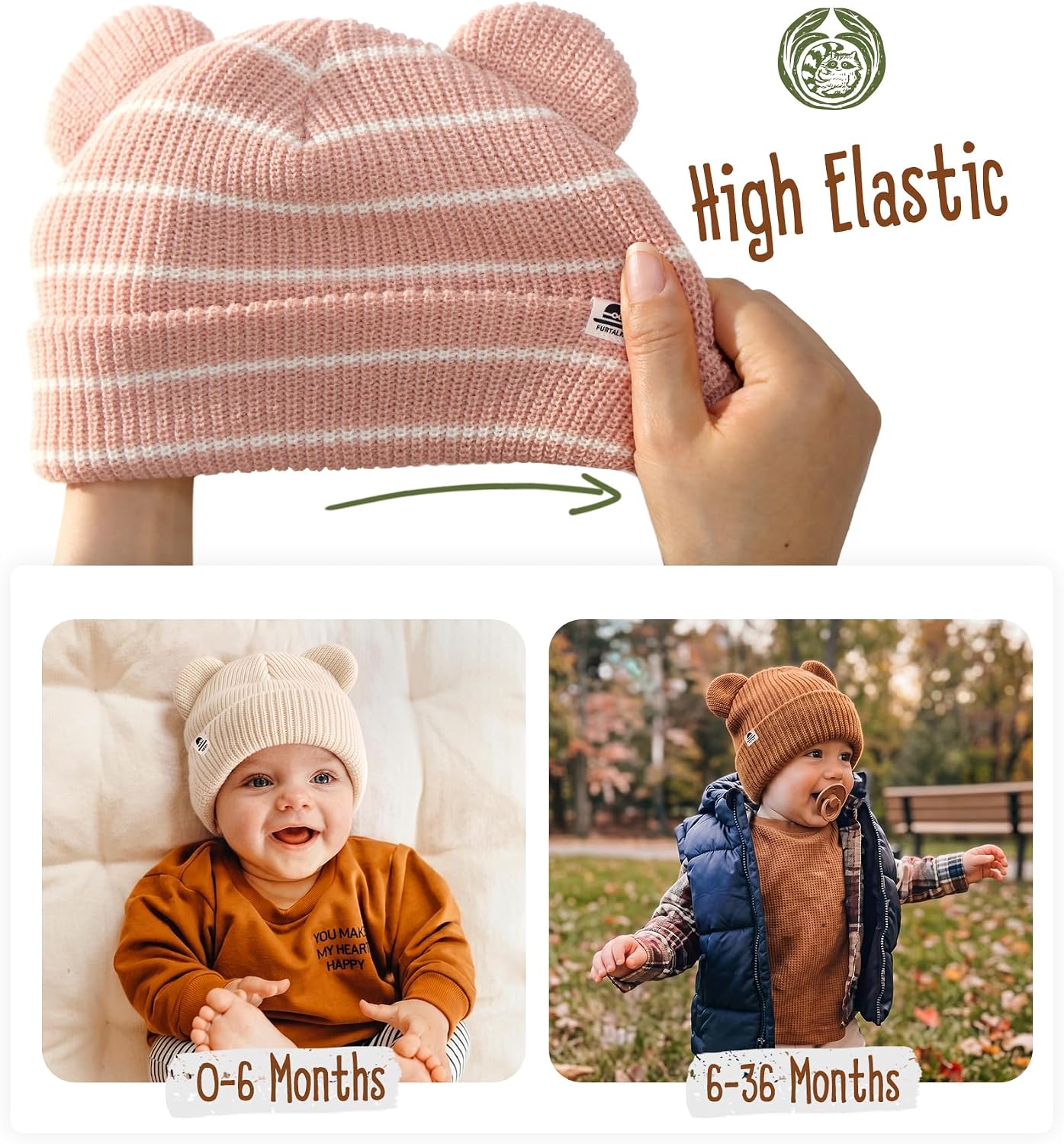 Detalle 2 de FURTALK Baby Beanie in Acrylic Knit