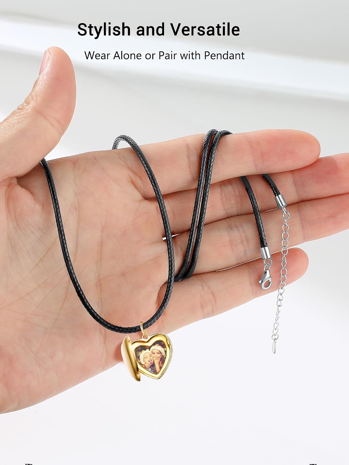 Detalle 2 de Collier PROSILVER en cuir noir avec fermoir Argent 925 (chaîne cordon fin) pour femme et homme