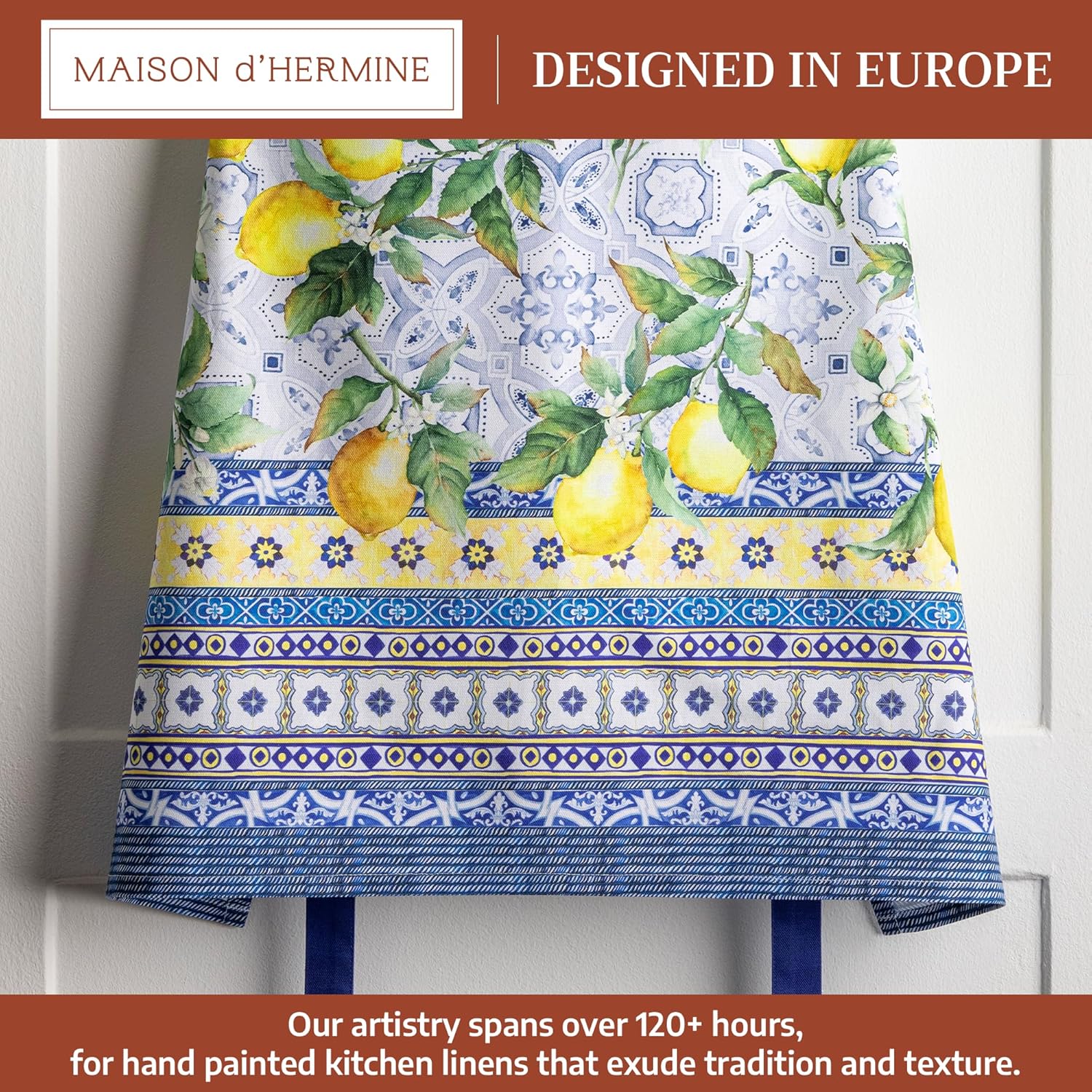 Thumbnail 1 de Maison d' Hermine 100% Cotton Apron with Pocket — Watercolor French-Style Chef Apron for Kitchen & Serving