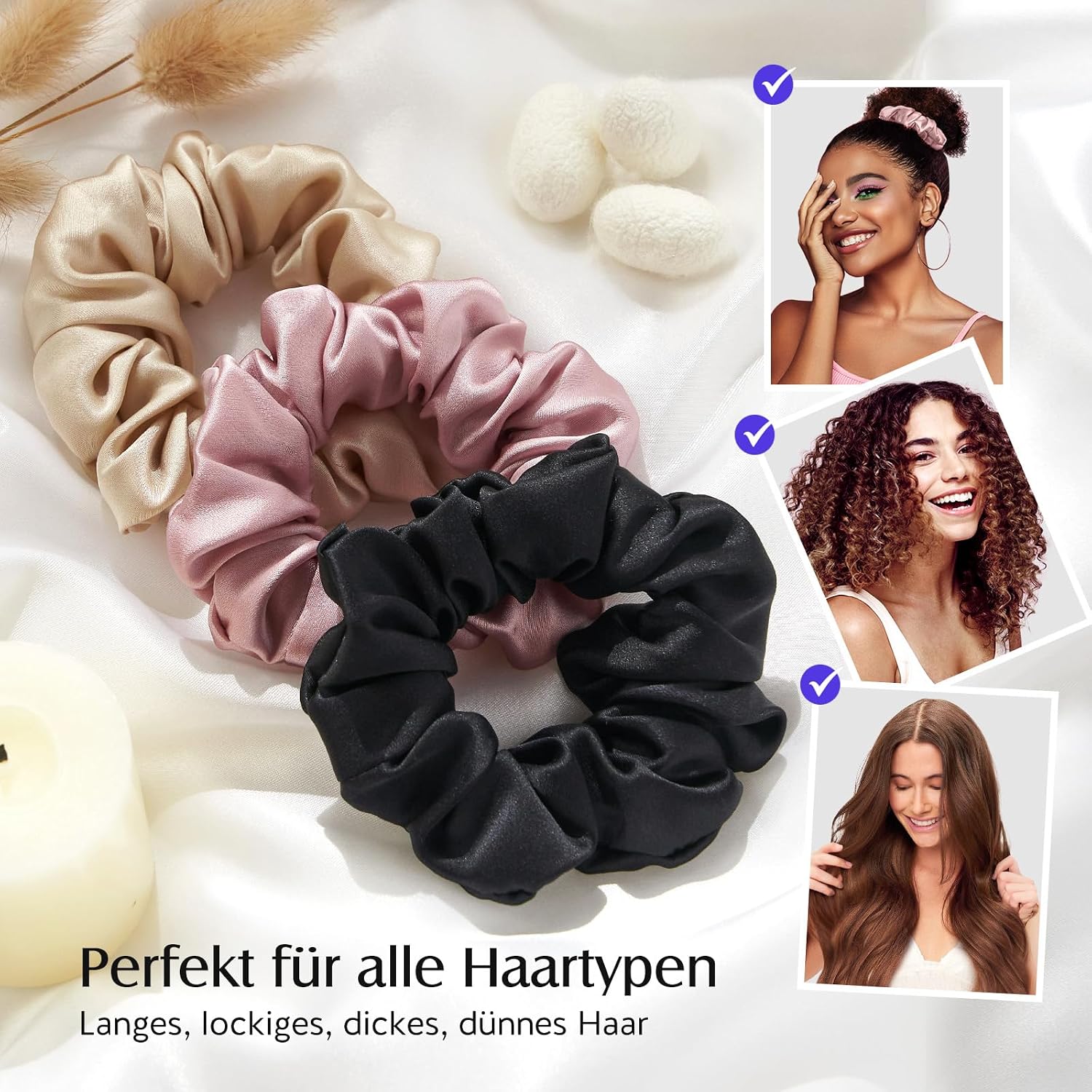Detalle 1 de Umisleep 3er Set Seiden Scrunchies đ
