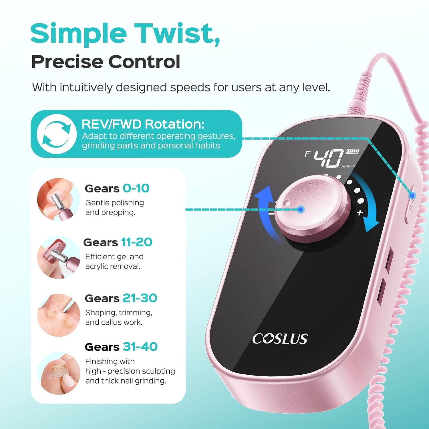Thumbnail 5 de COSLUS Electric Nail Drill 40000 RPM 💅