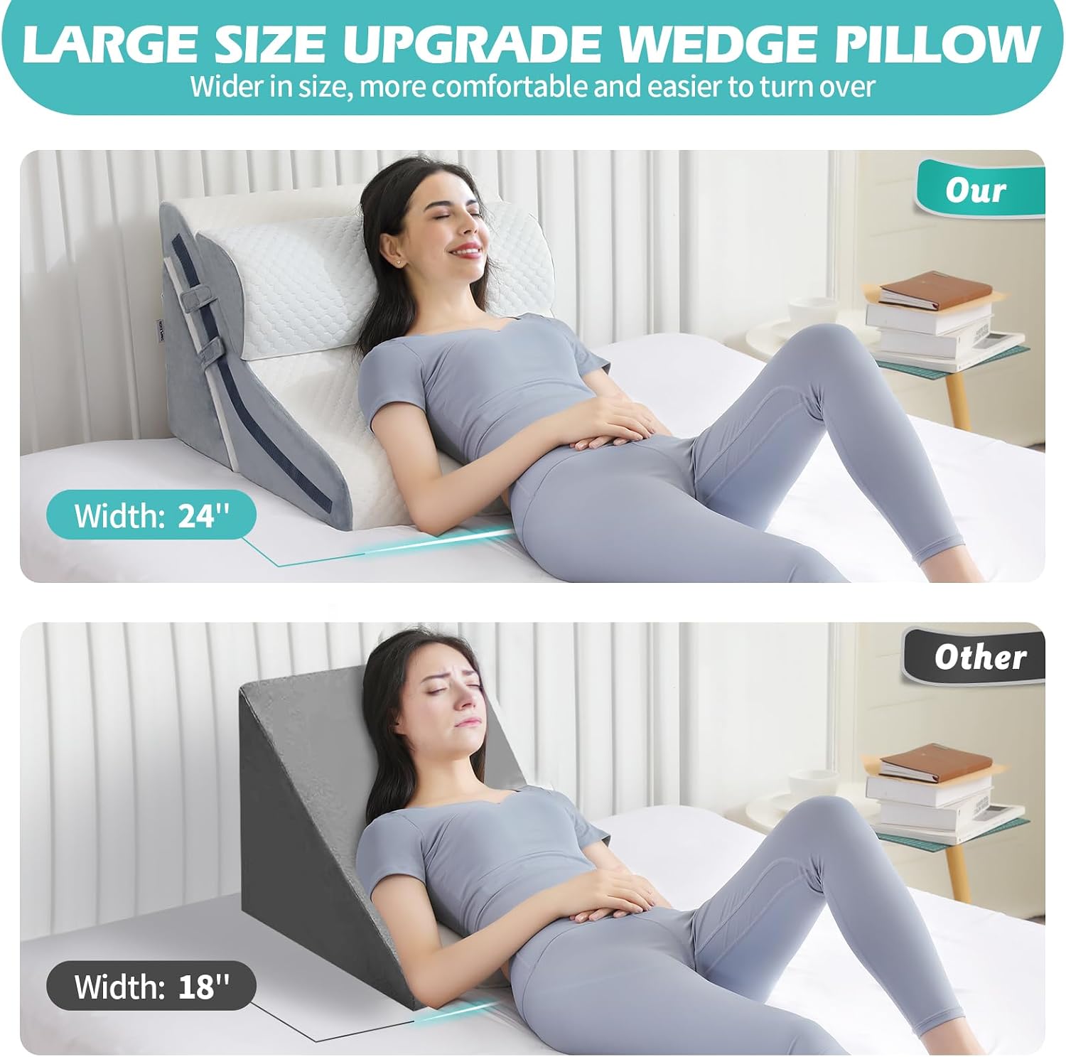 Detalle de Simpledad BD-wedgepillow-gw. 1. Adjustable Memory Foam Wedge Pillow Set