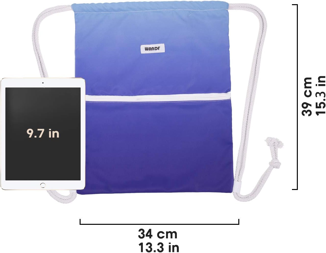 Detalle de WANDF Sac de sport pliable à dos avec poche extérieure et cordon réglable