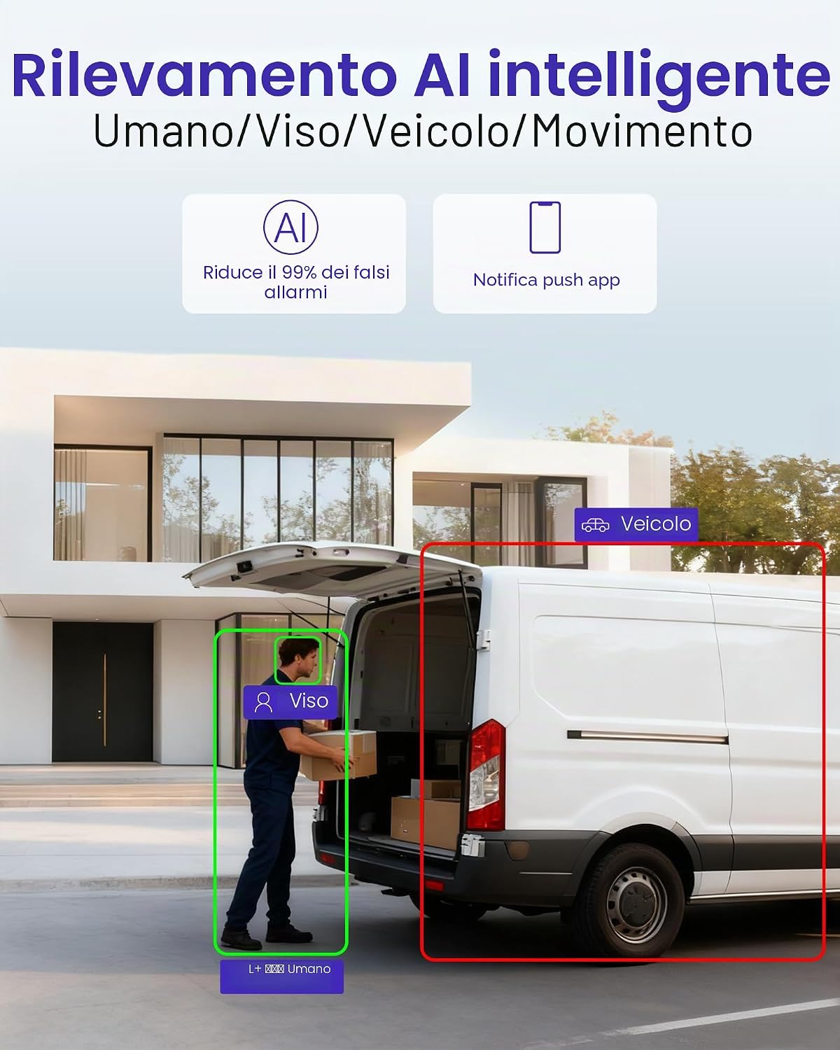 Thumbnail 2 de Telecamera esterna PoE 4K 8MP con sirena e luci – rilevamento uomo/veicolo, 32 GB, IP66