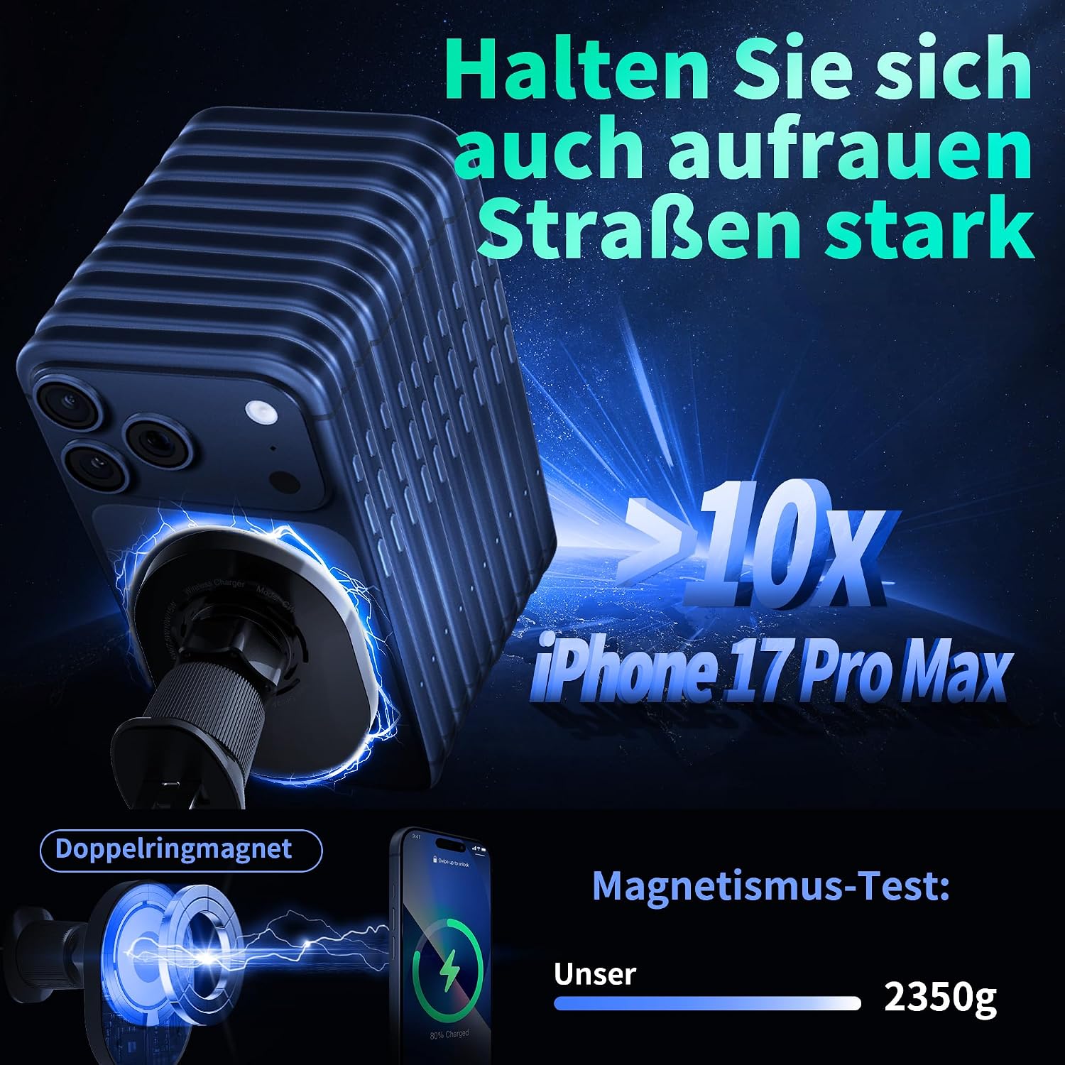 Detalle 2 de for MagSafe Car Mount Charger 15W Fast Charging – Wireless MagSafe car phone holder