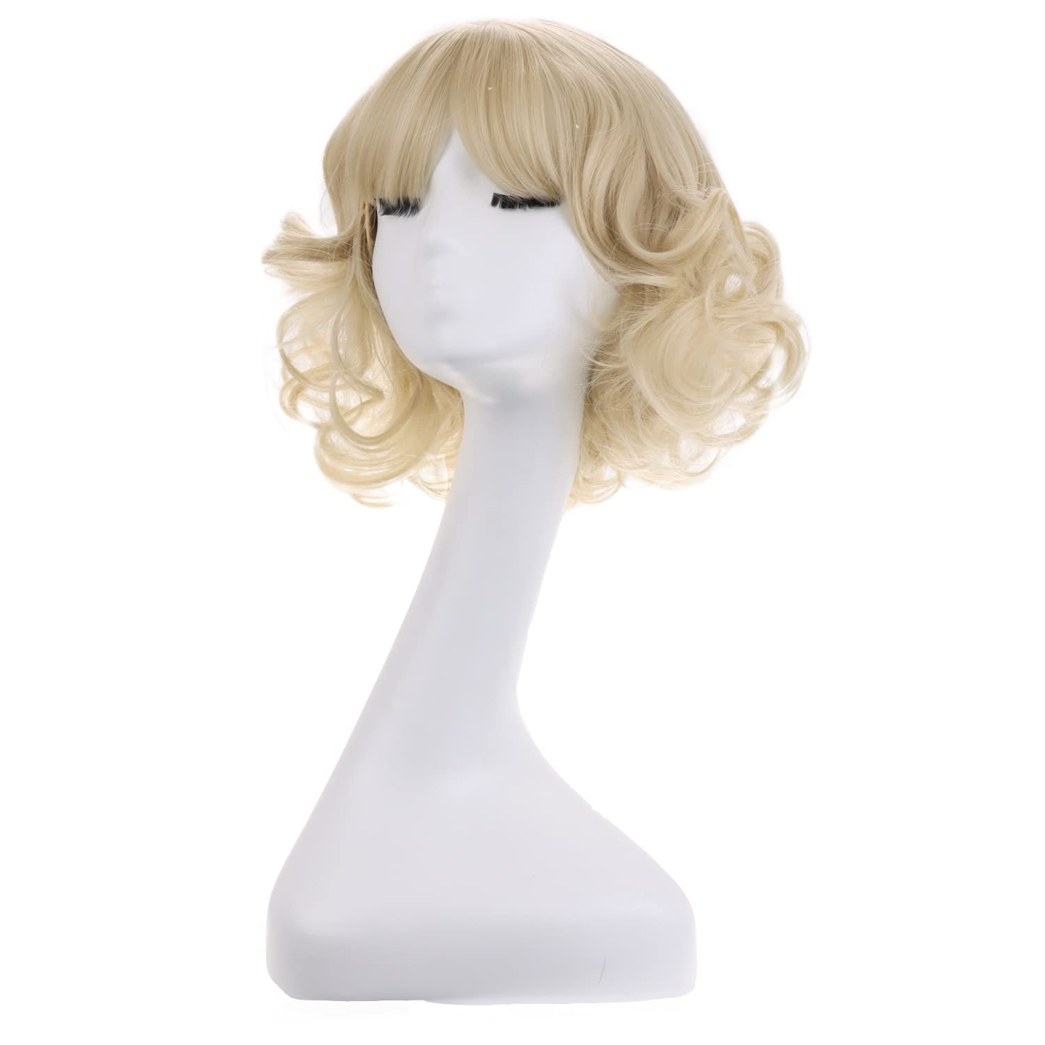 Detalle 2 de MAGQOO KYL001-A4 Light Blonde Wig with Bangs, 12-Inch Curly Style