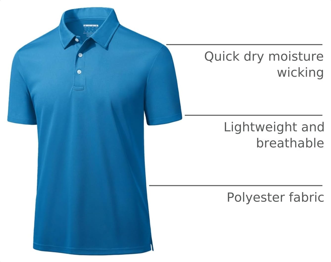 Detalle de MAGCOMSEN Men's Polo Shirts 3 Buttons: Quick-Dry, Short Sleeve Performance Polo