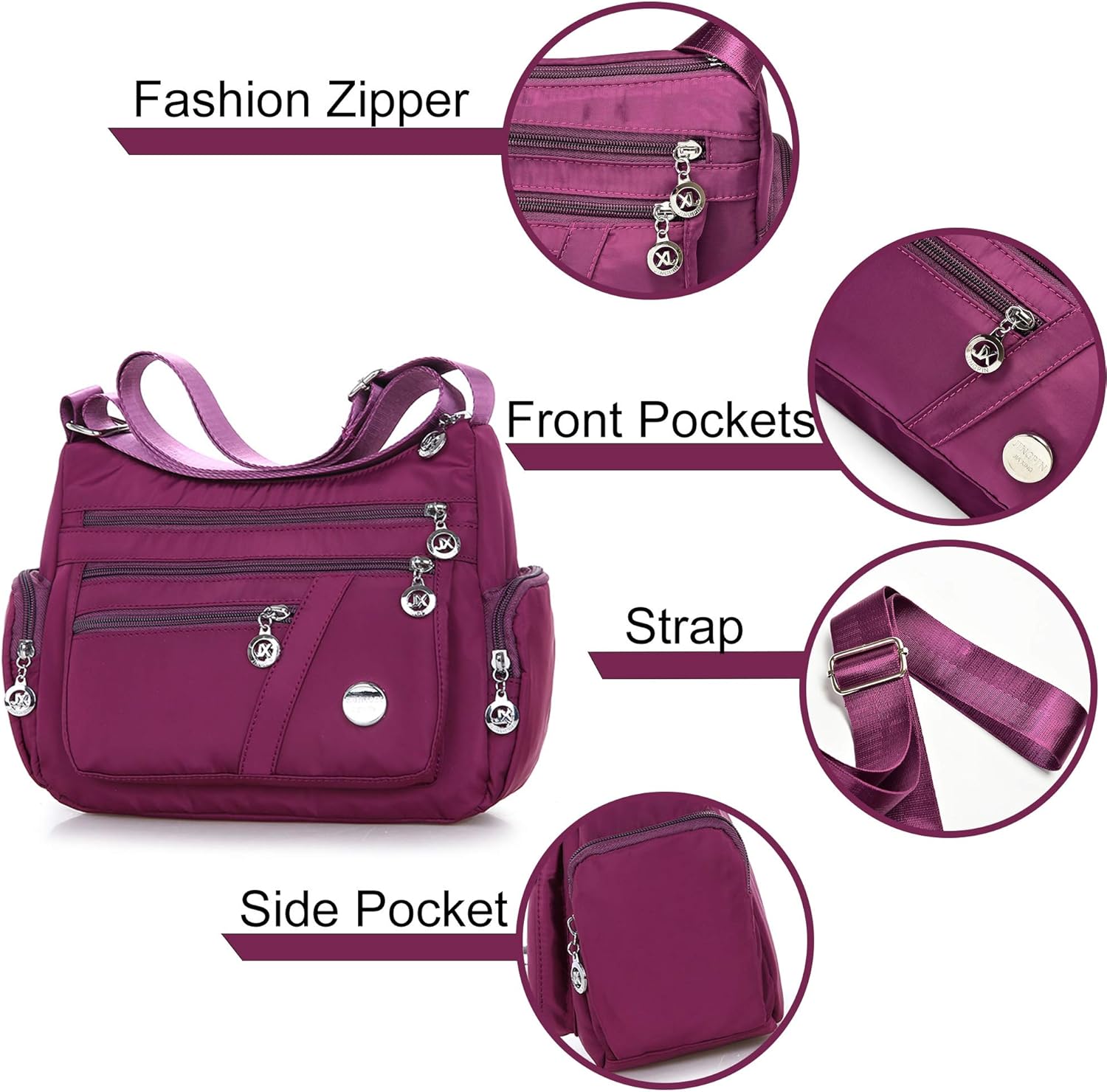 Thumbnail 3 de Gladdon Crossbody Bags for Women: Lightweight Nylon Tote with Multiple Pockets