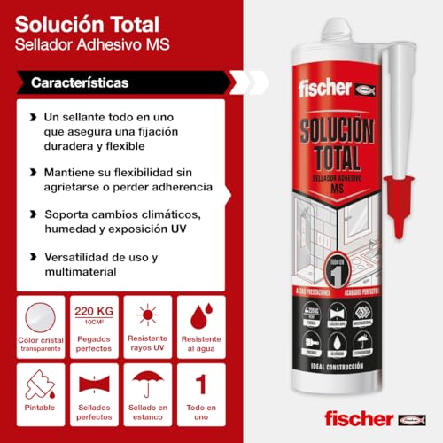 Thumbnail 7 de fischer Solución Total Cristal 290 ml sellador transparente para construcción