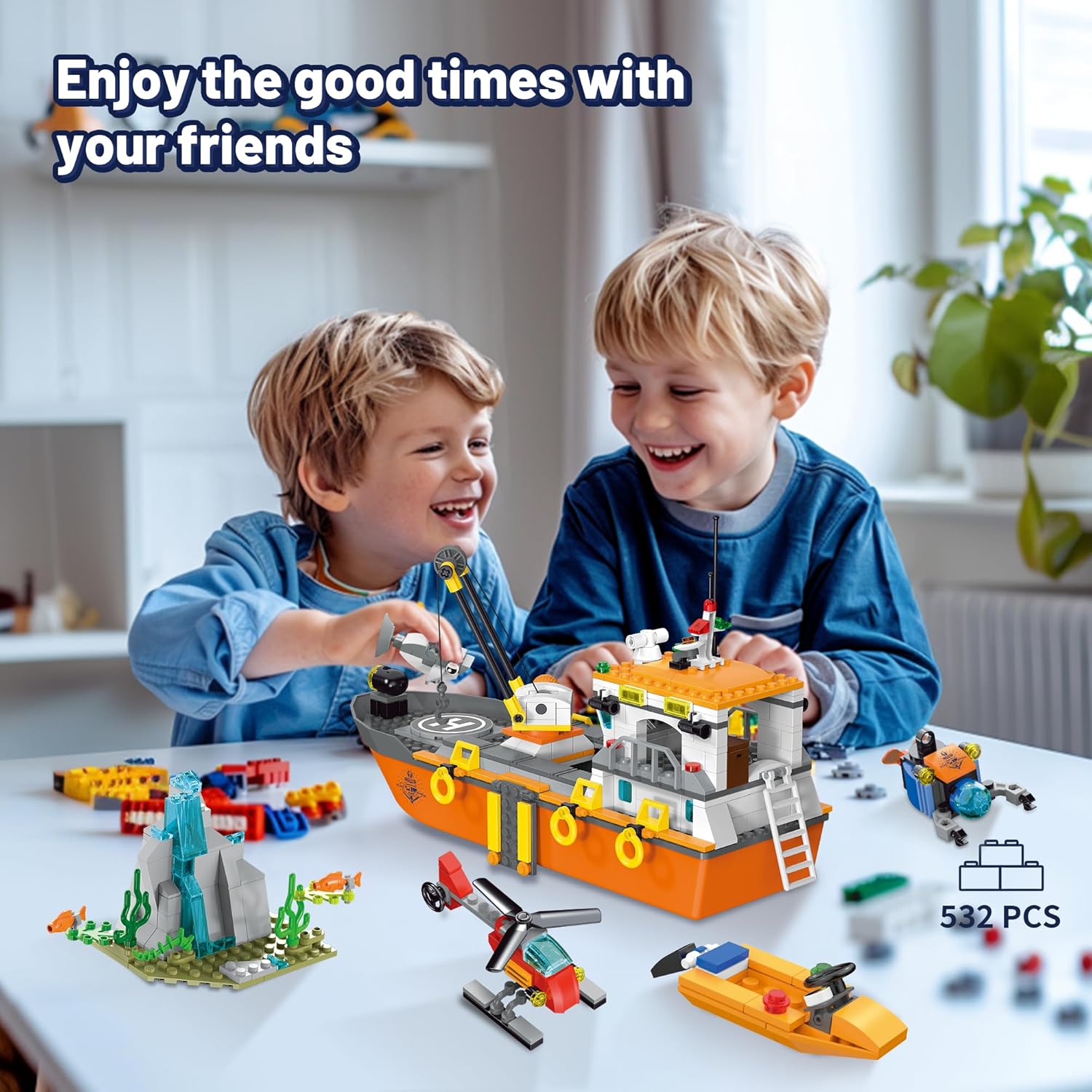 Thumbnail 4 de AKWME City Ocean Explorer - Bateau de Construction LED et Accessoires d’Exploration (6–12 ans)