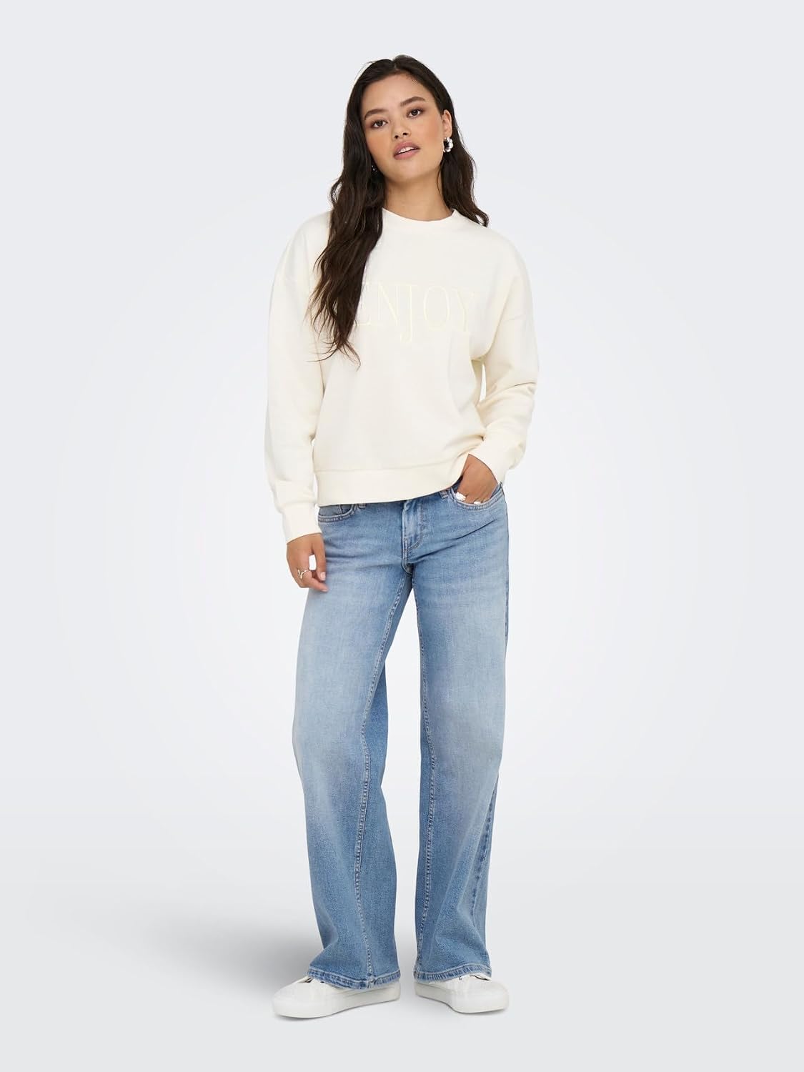 Detalle de ONLY Damen Wide Leg Jeans ONLJudy – Hüftjeans mit weitem Bein