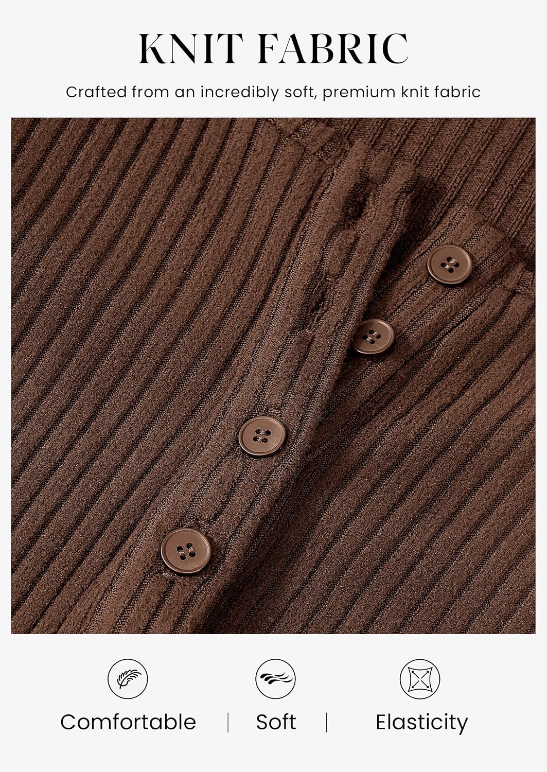 Detalle 1 de PRETTYGARDEN PR1669 Two-Piece Rib-Knit Lounge Set with Henley Top and Wide-Leg Pants