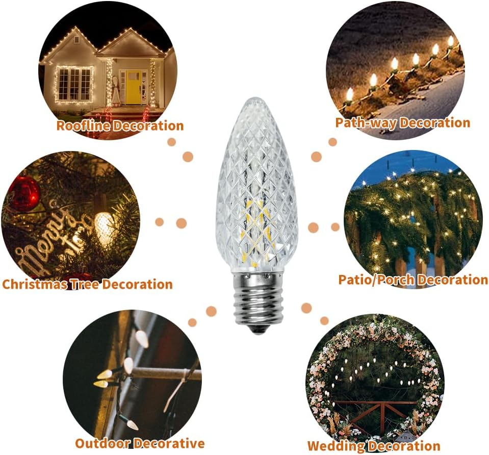 Detalle 2 de Austin Coast C9 LED Christmas Bulbs, 100-Pack, 2700K Warm White, E17 Base