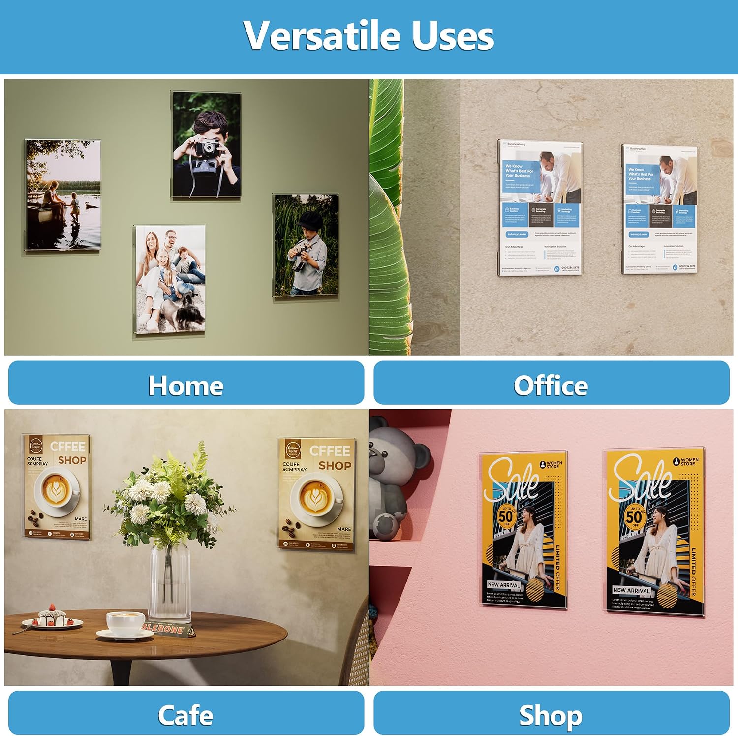Detalle de Acrylic wall sign holder 8.5 x 11