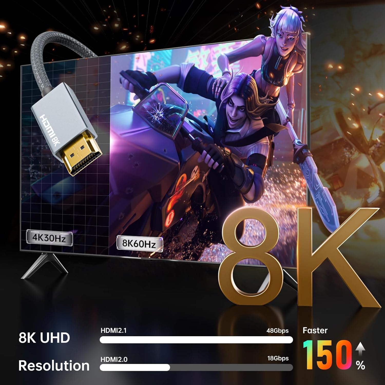Thumbnail 1 de AGFINEST USB-C auf HDMI 2.1 Kabel 1 m – 8K/HDMI 2.1, Thunderbolt 3/4 kompatibel