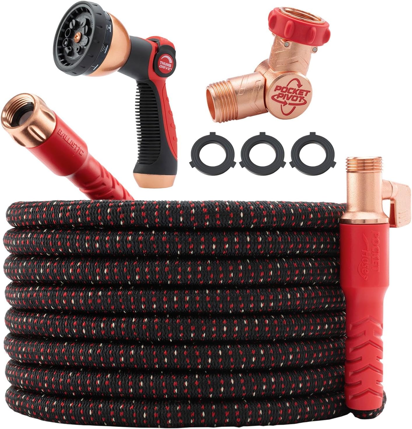 Detalle de Pocket Hose Ballistic 100 FT Expandable Garden Hose: A Compact, Durable Soaker for Everyday watering
