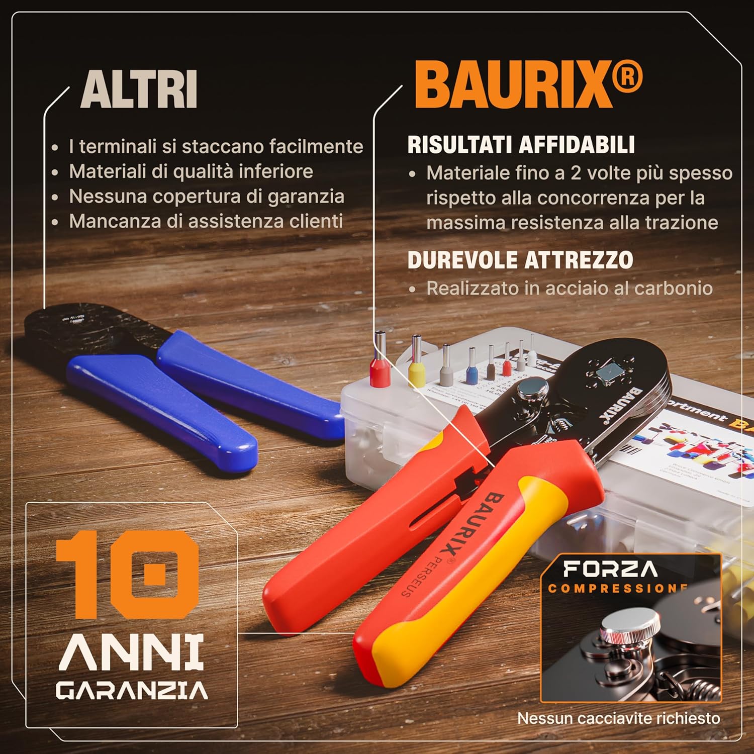 Thumbnail 4 de BAURIX PERSEUS: Pinza crimpatrice autoregolante con 1800 puntalini per cavi 0,25–10 mm²