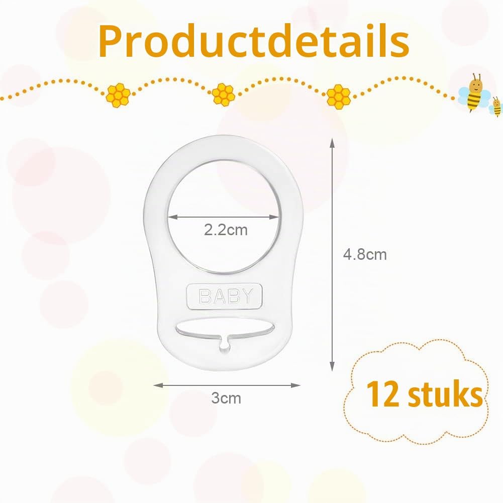 Detalle 2 de Vicloon siliconen fopspeenringen, 12 transparante adapters