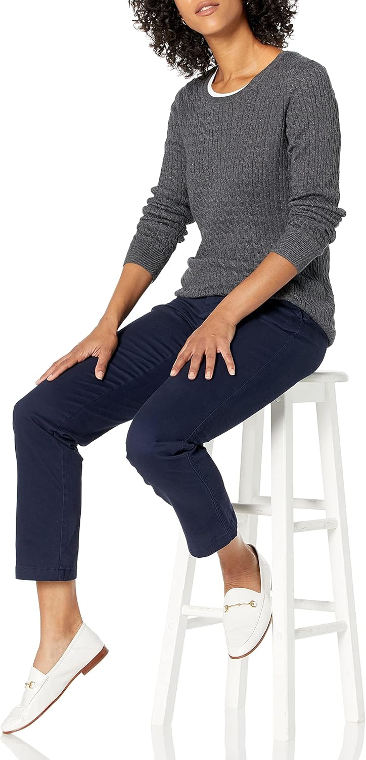 Thumbnail 3 de Amazon Essentials Damen leichter Langarm-Pullover mit Rundhalsausschnitt und Zopfmuster
