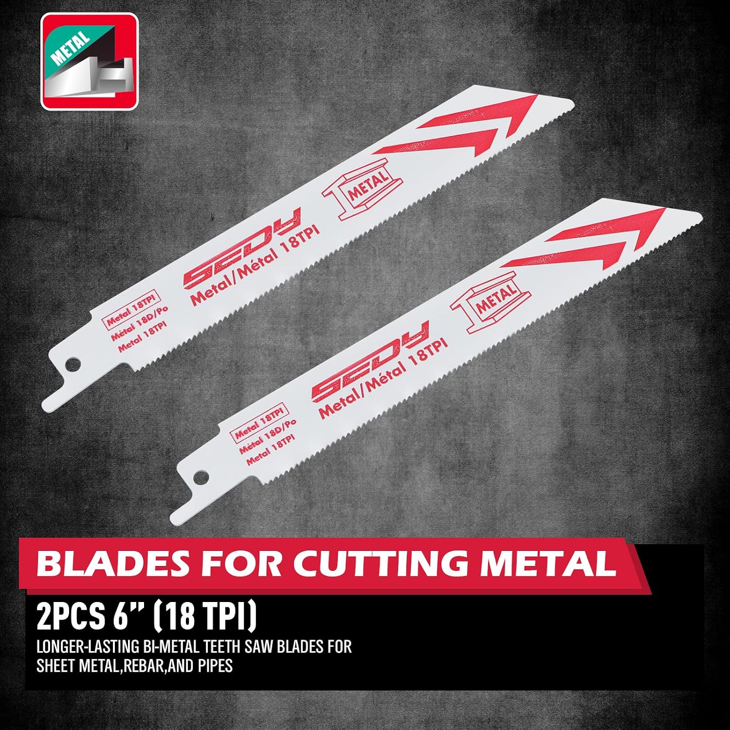 Detalle 2 de SEDY 86501 10-Piece Reciprocating Saw Blade Set, 6- and 8-Inch Wood & Metal