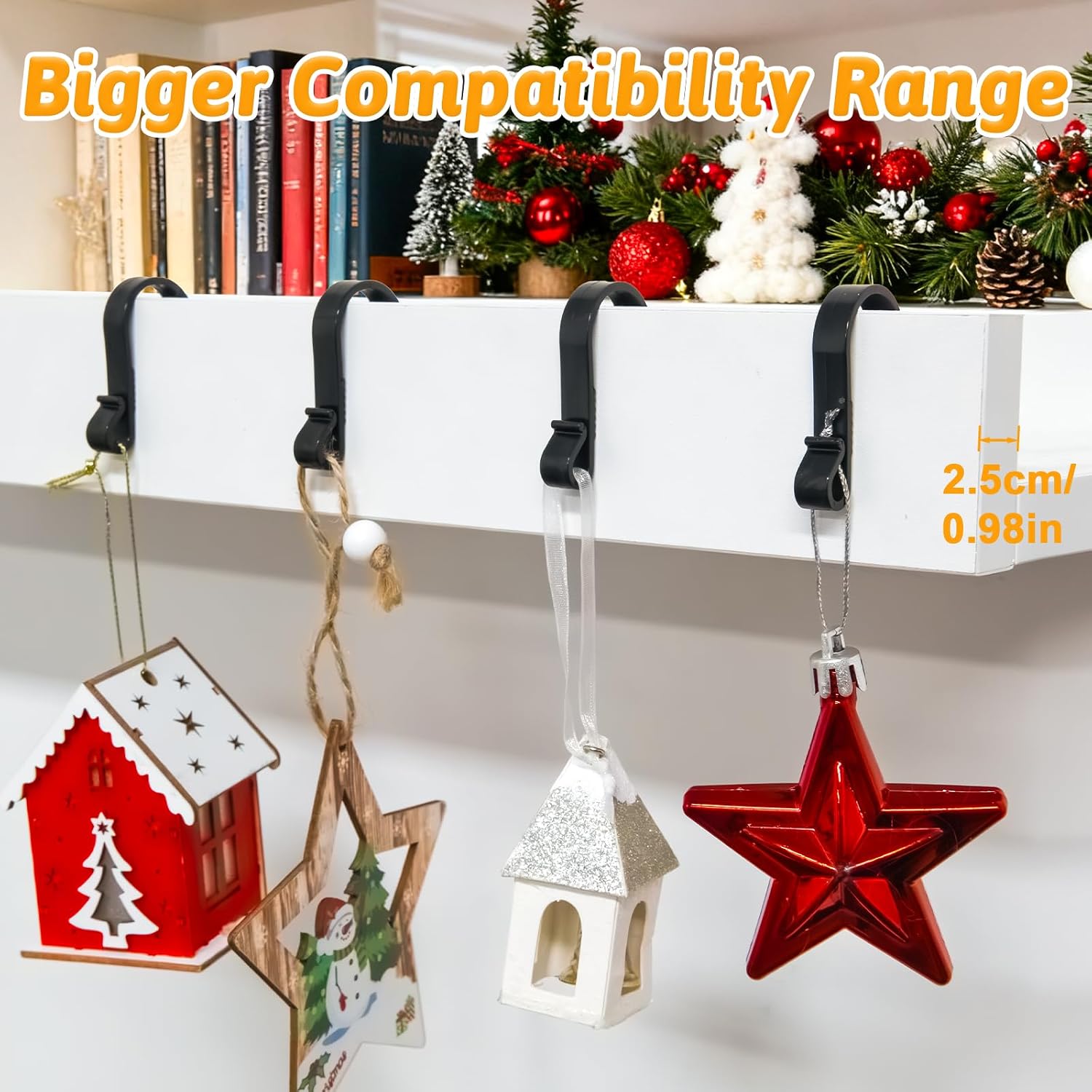 Thumbnail 1 de Dalugo Gutter Hooks for Outdoor Lights – 40 Black Plastic S Clips for Hanging Christmas Lights