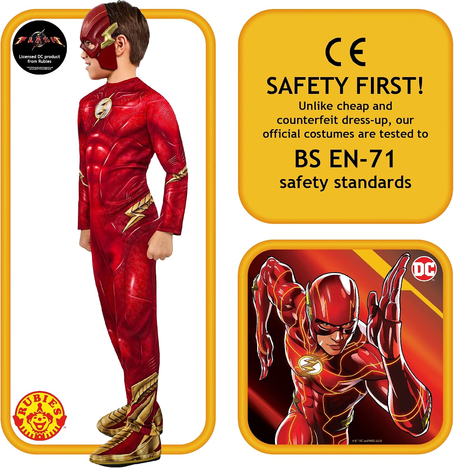Detalle de Rubie's Flash The Movie kids jumpsuit & mask