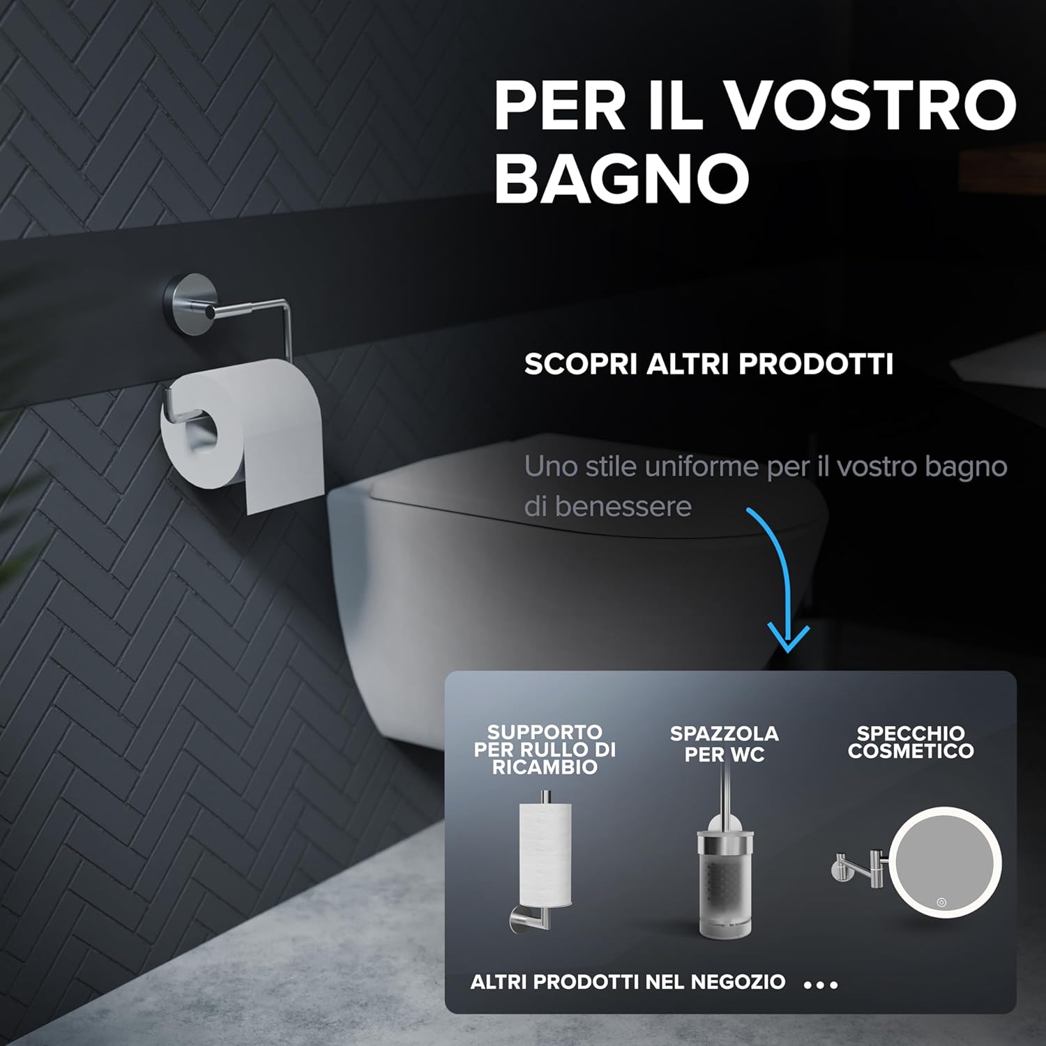 Thumbnail 5 de Portarotolo Sejero per foratura argento in acciaio inox – Portarotolo elegante e pratico