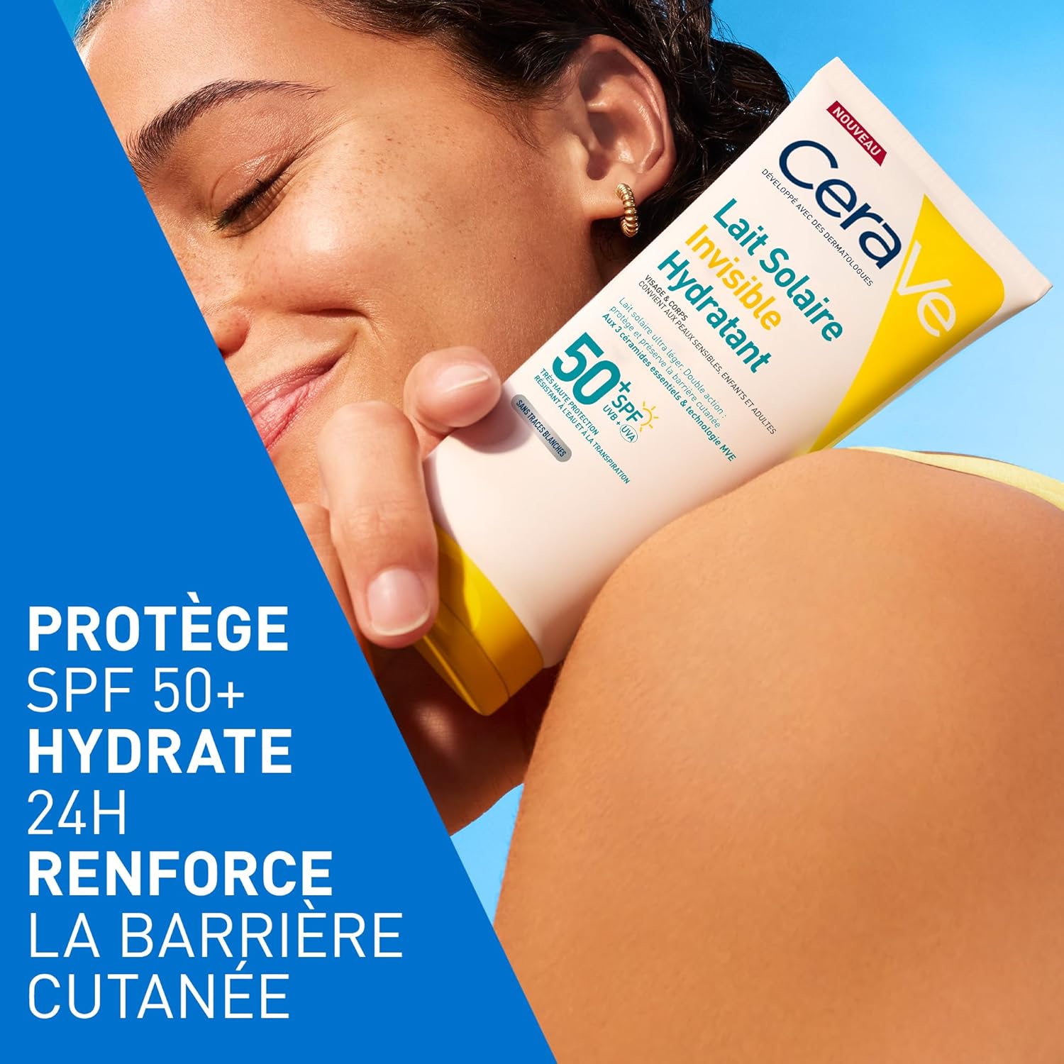 Detalle de CeraVe Lait Solaire Invisible Hydratant SPF50+ — Protection 24h et hydratation durable