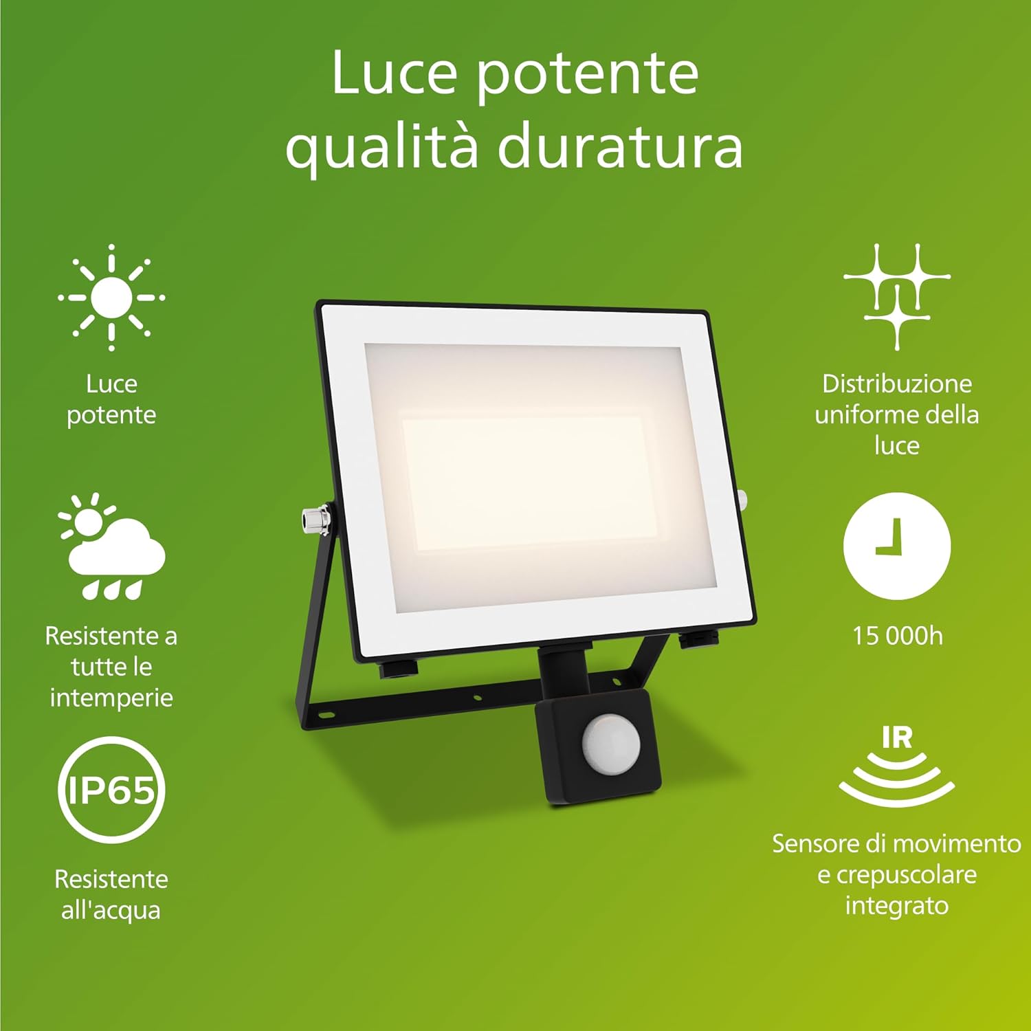 Thumbnail 1 de Philips Proiettore Lois Nero 50W 30K Alta Tensione con sensore