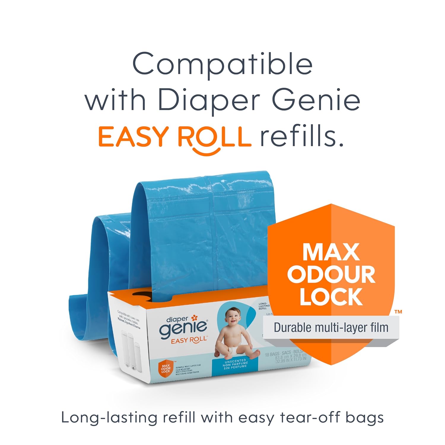 Thumbnail 4 de Diaper Genie Signature I000602 Diaper Pail, White, with Foot Pedal and Easy Roll Refill