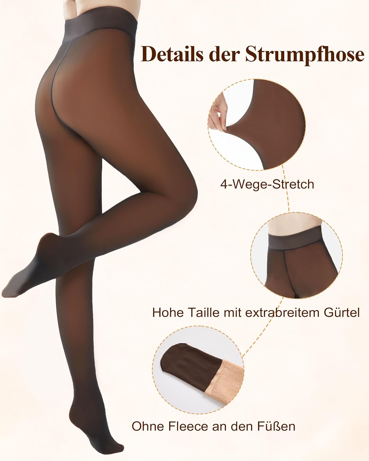Thumbnail 3 de DUCMODA Women's Thermal Tights, Fleece-Lined with a High Waist