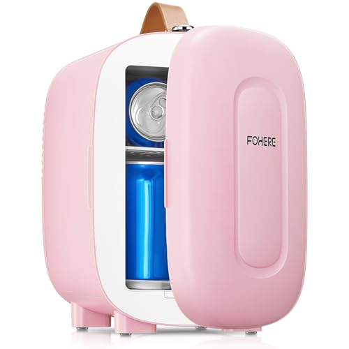 Detalle de FOHERE 5L Mini Fridge: Portable Pink 5L Cooler/Warmer with AC/DC Power