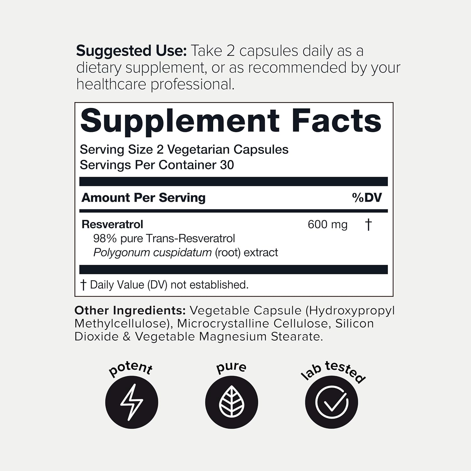 Thumbnail 6 de Toniiq Resveratrol supplements Capsules, 98% Trans-Resveratrol, 600 mg per Serving