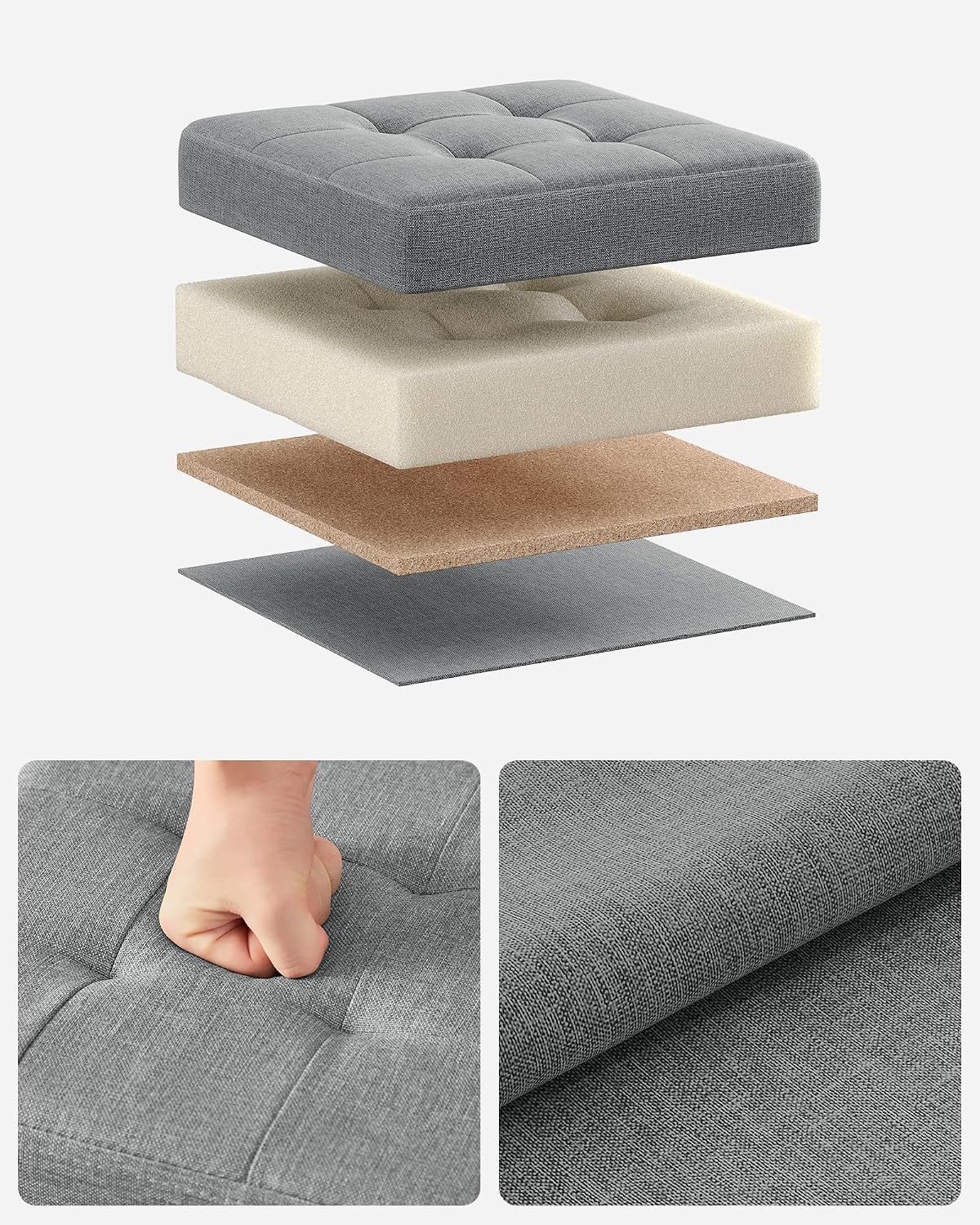 Detalle 2 de SONGMICS Minota Collectie LSF028G02 opbergpoef 30 x 30 x 30 cm, 22 liter