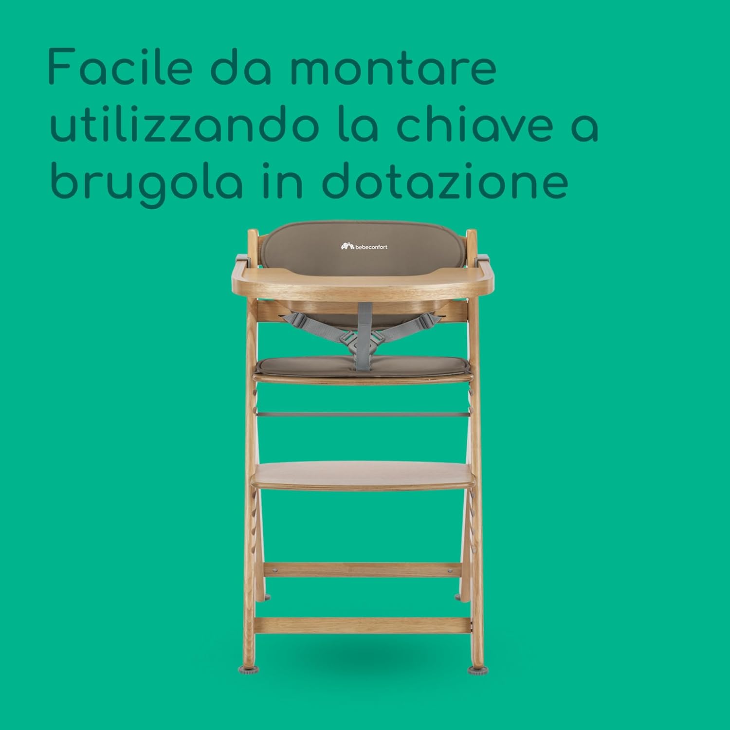 Thumbnail 6 de Bebeconfort Timba 2 con Cuscino: Seggiolone Evolutivo in Legno con Vassoio Rimovibile