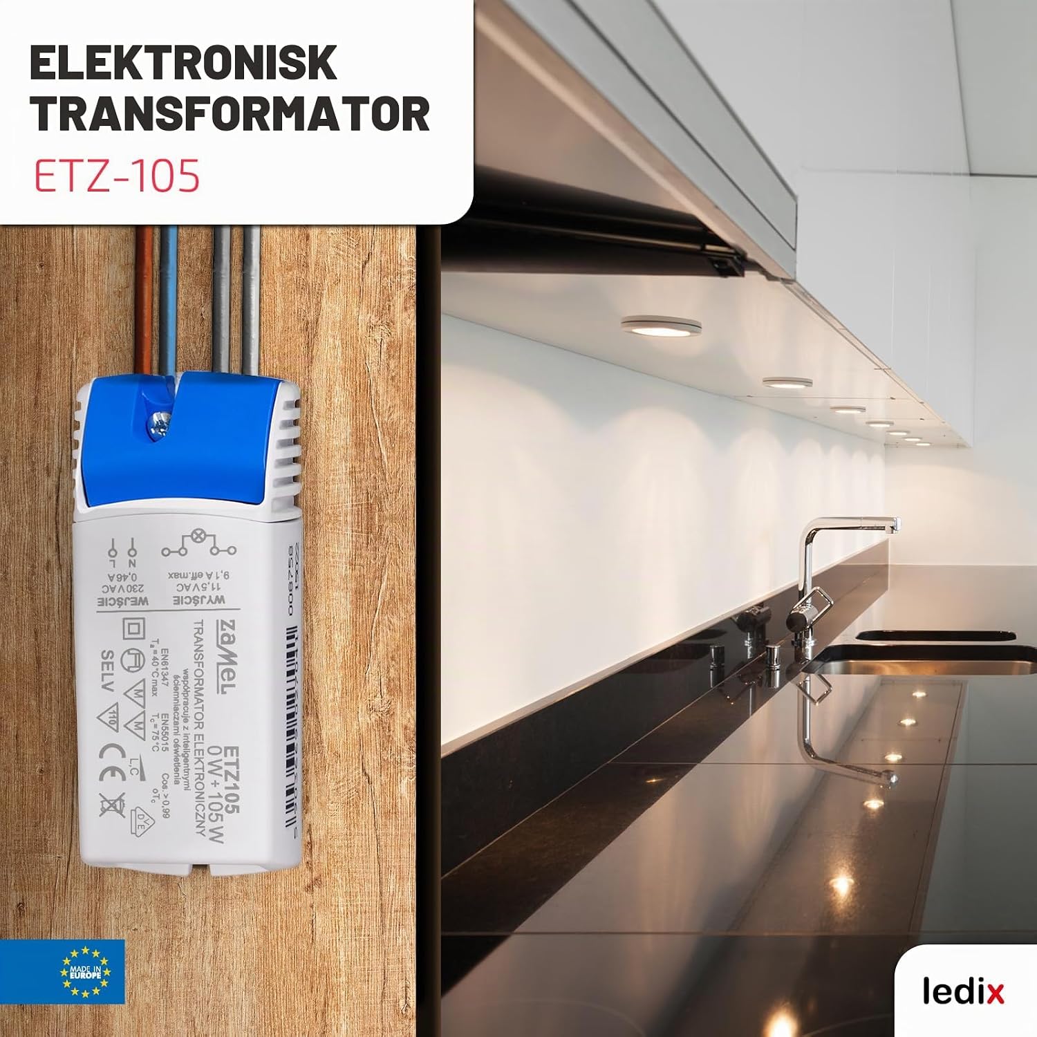 Thumbnail 3 de Ledix ETZ-105 elektronisk transformator för 12 V halogen, 105 W