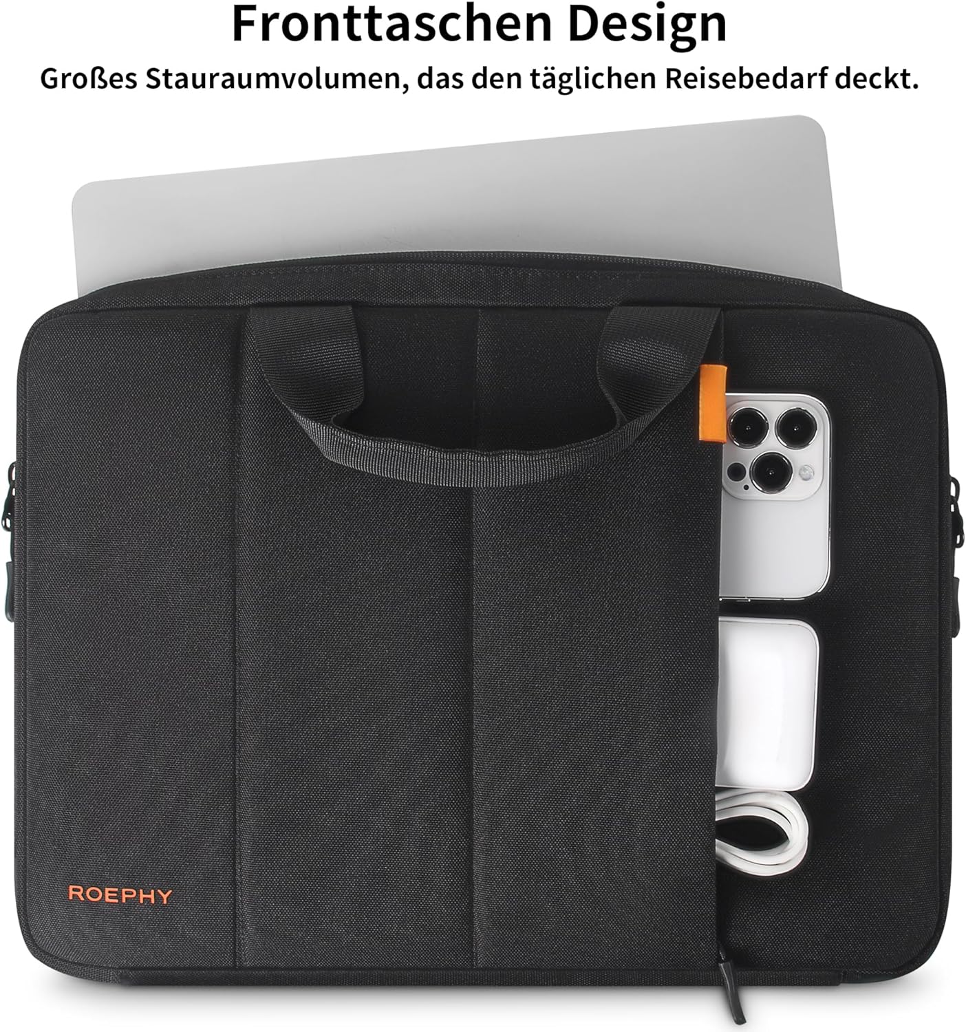 Detalle de ROEPHY 14 Zoll Laptoptasche – wasserabweisend, stoßfest und vielseitig kompatibel