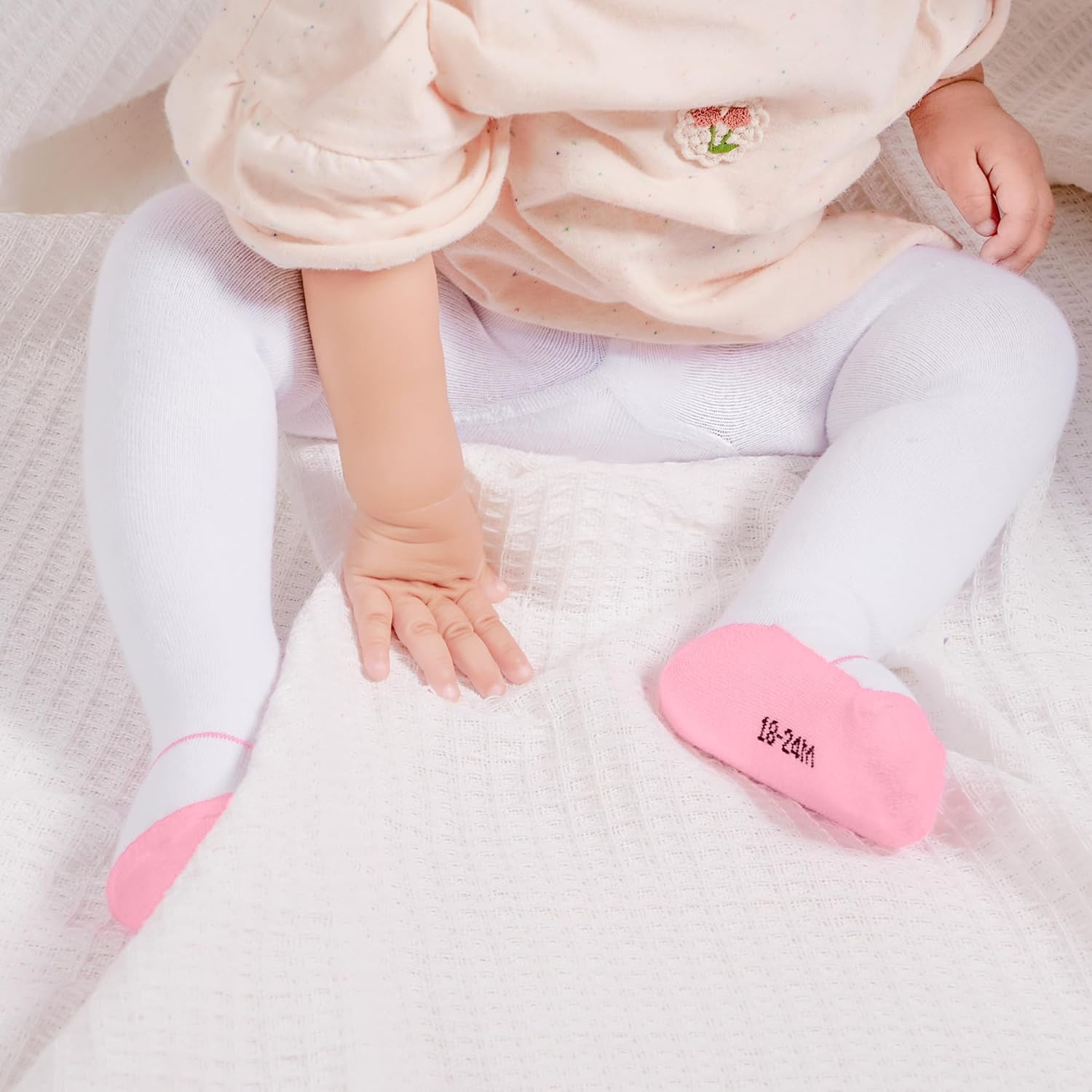 Thumbnail 2 de Baby Girls Tights 3 Pack Cotton Pantyhose (Newborn to 24 Months) – Knit Leggings Stocking in Black, White