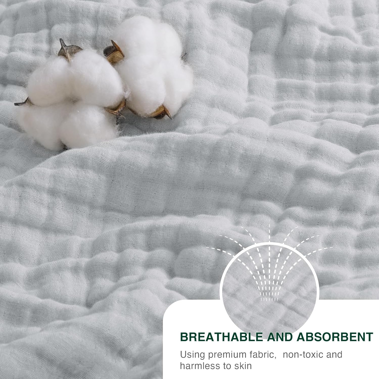 Thumbnail 5 de Love's cabin Muslin Blanket 108x90 Light Grey