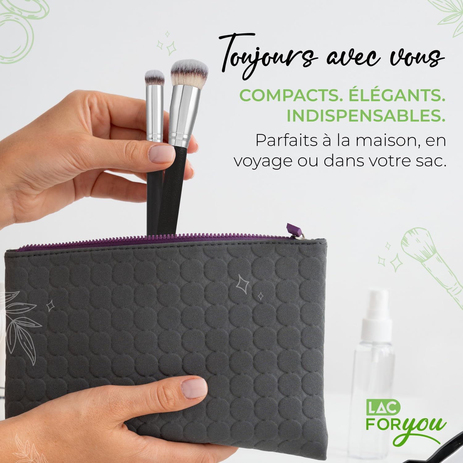 Thumbnail 6 de Set LAC FOR YOU – 2 pinceaux maquillage: pinceau fond de teint oblique et pinceau anti-cernes
