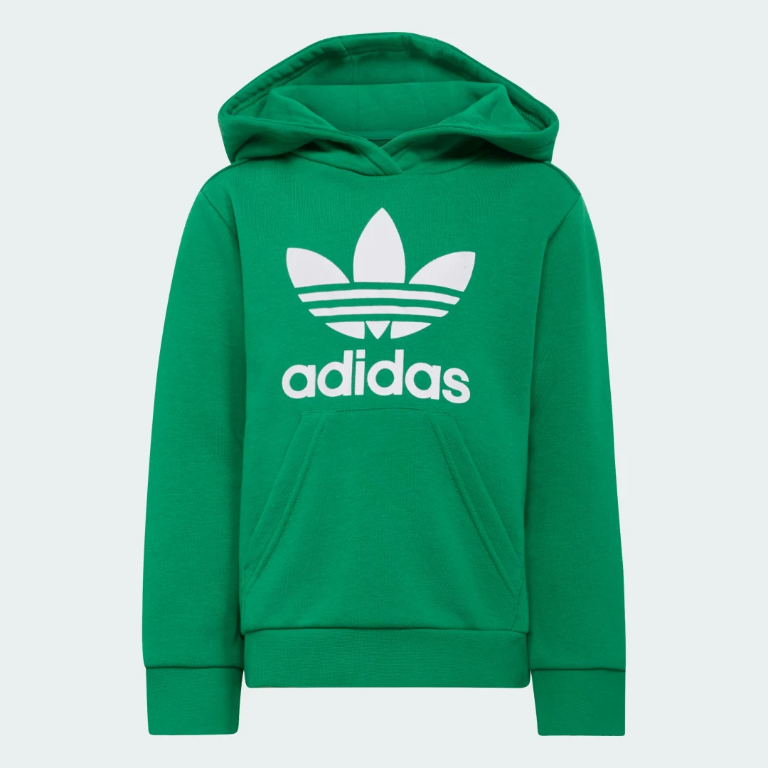 Detalle de Conjunto Adicolor para niños de Adidas: sudadera con capucha y mallas en verde
