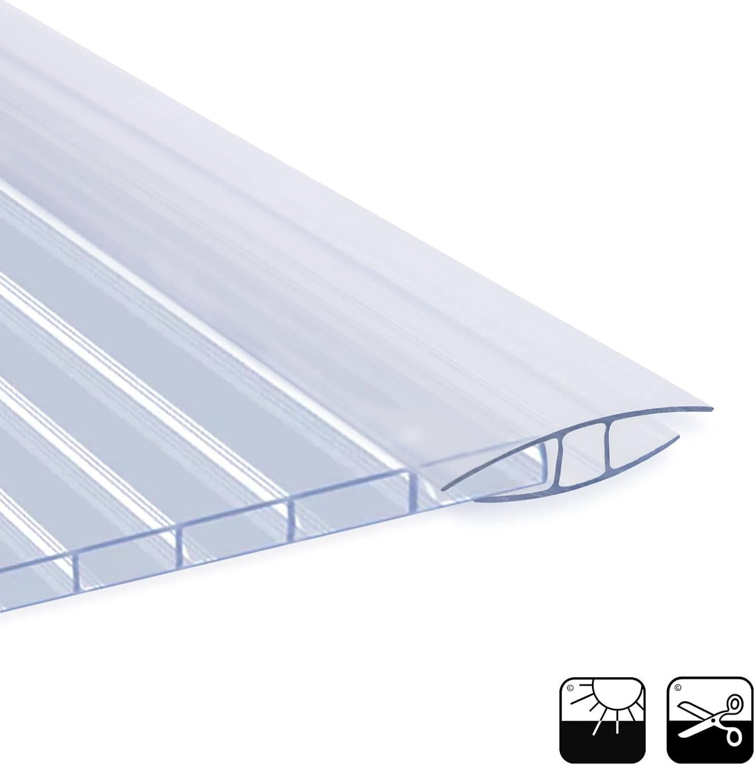 Detalle de KARAT 10,25 m² Transparent 4 mm – Gewächshaus Stegplatten aus Polycarbonat, 14 Stück (60,5 x 121 cm)