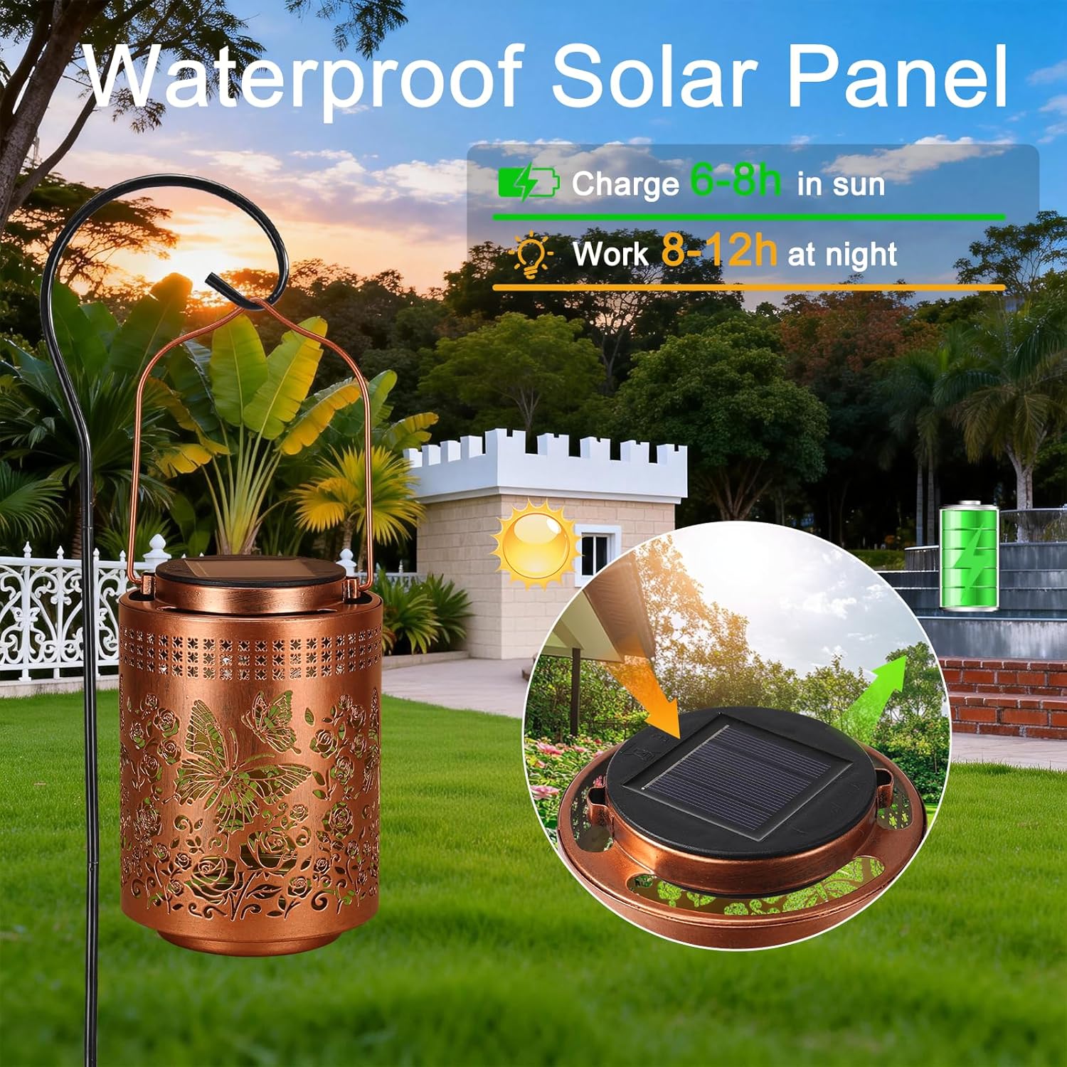 Detalle 2 de Colorful Butterfly Solar Lanterns – IP65 Outdoor Waterproof Hanging Solar Lights for Garden, Patio & Porch