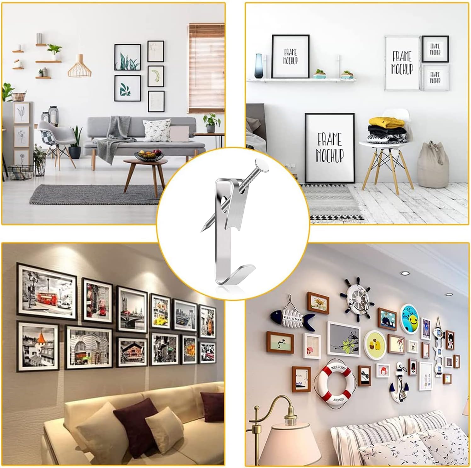 Thumbnail 4 de BENUAN Picture Hanging Hooks 30 lbs 80pcs