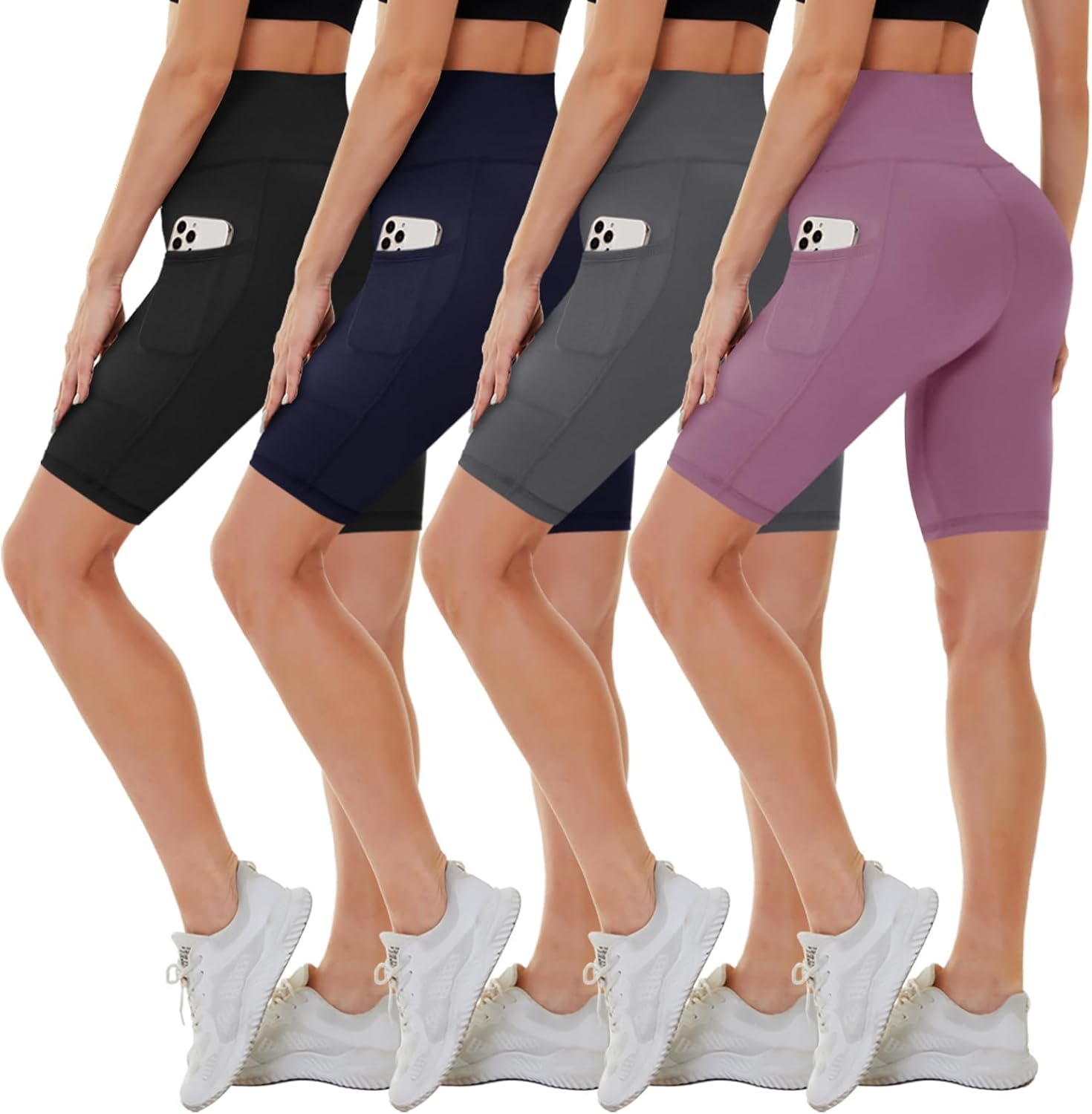 Detalle 2 de CAMPSNAIL 4-Pack Biker Shorts for Women: High-Waist, 5"/8" Tummy Control
