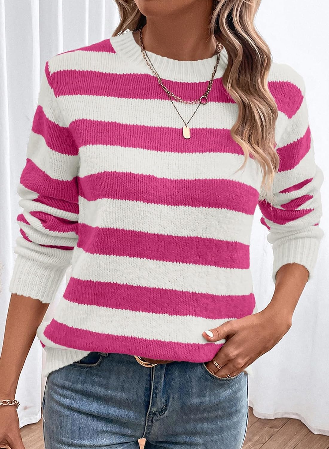 Thumbnail 1 de Dokotoo 2025 Crewneck Striped Knit Sweater
