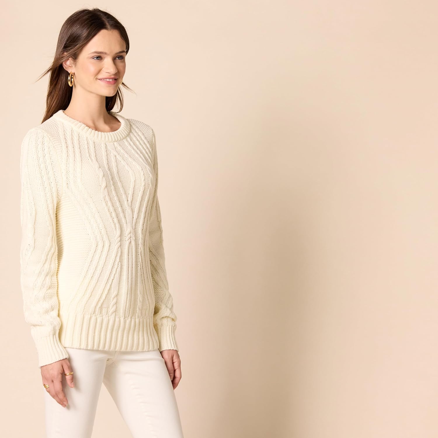 Thumbnail 1 de Amazon Essentials Women’s Regular Fit Cotton Cable Knit Crewneck Jumper