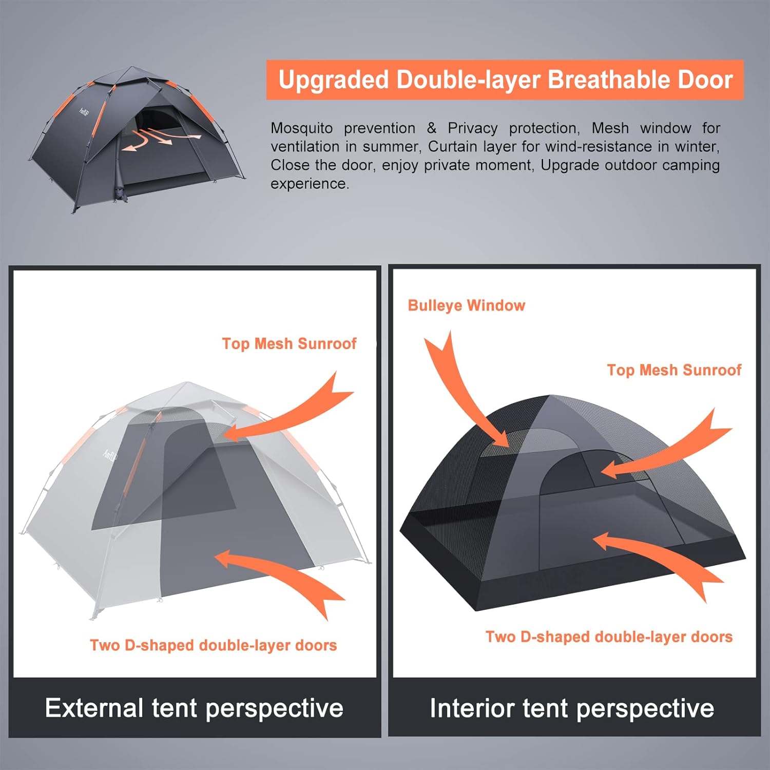 Thumbnail 3 de Amflip Camping Tent Automatic 3 Man Pop Up